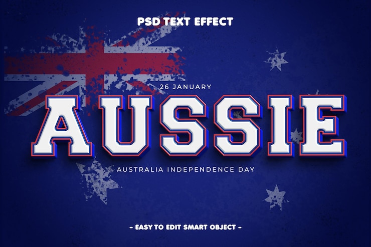 PSD gratuito efecto de texto editable del día de la independencia de australia