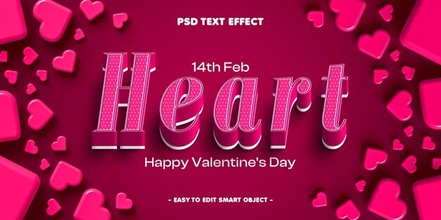 Efecto de texto editable para el día de San Valentín