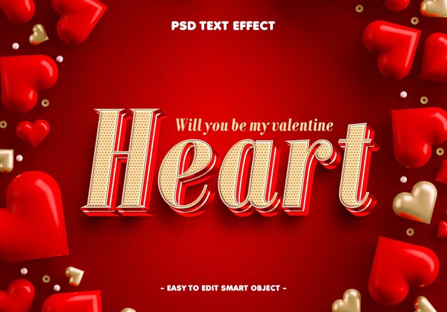 Efecto de texto editable para el día de San Valentín