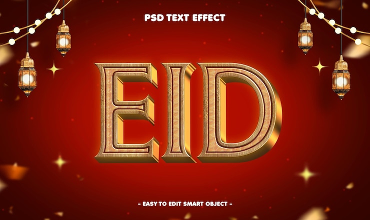 PSD gratuito efecto de texto editable de eid
