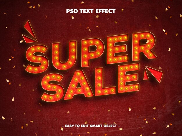 Efecto de texto editable de estilo 3D de súper venta