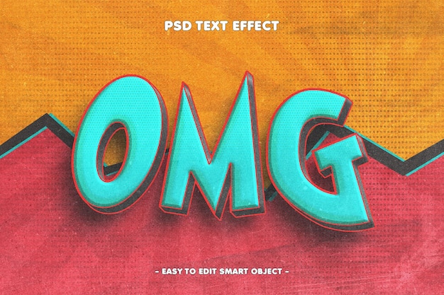 PSD gratuito efecto de texto editable estilo cómic omg