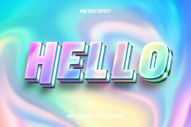 Efecto de texto editable de estilo holográfico