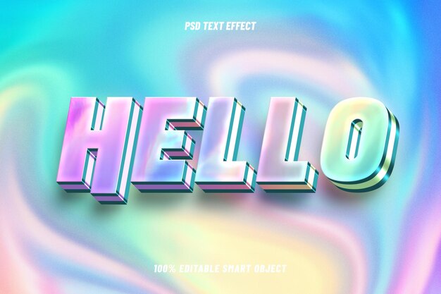 Efecto de texto editable de estilo holográfico