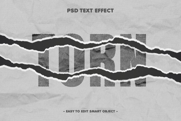 Efecto de texto editable con estilo de papel roto