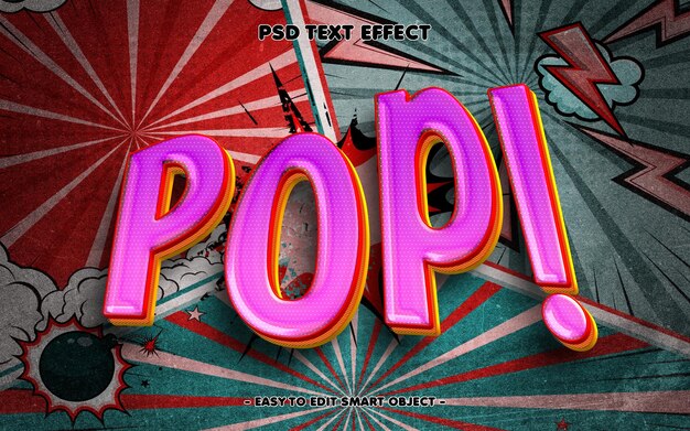 Efecto de texto editable de estilo Pop Comic
