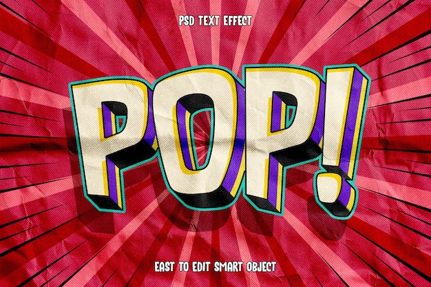 Efecto de texto editable de estilo Pop Comic