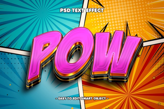 Efecto de texto editable de estilo Pow Comic