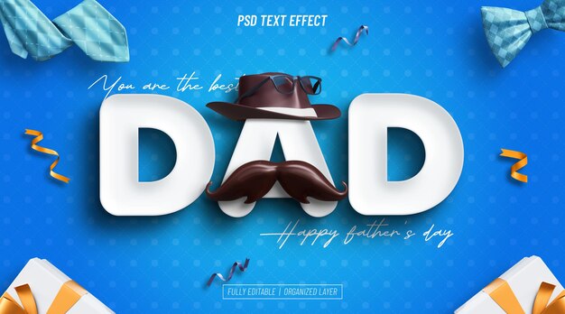 Efecto de texto editable feliz día del padre