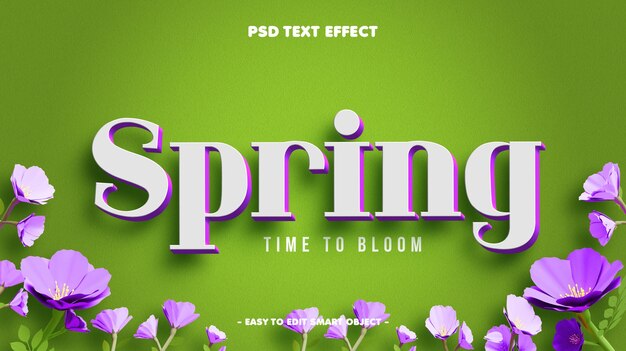 Efecto de texto editable floral de primavera