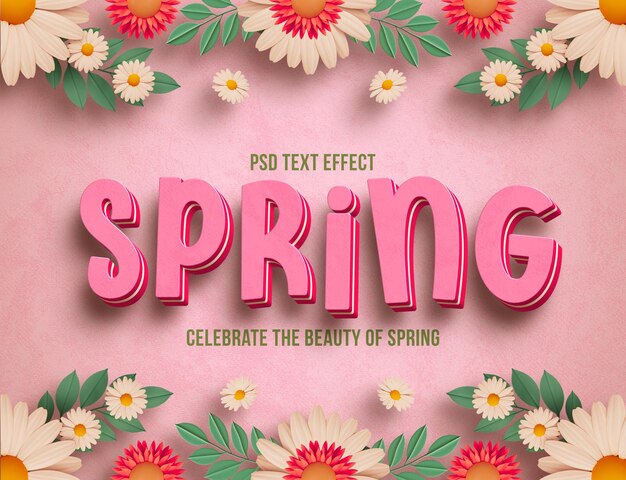 Efecto de texto editable floral de primavera