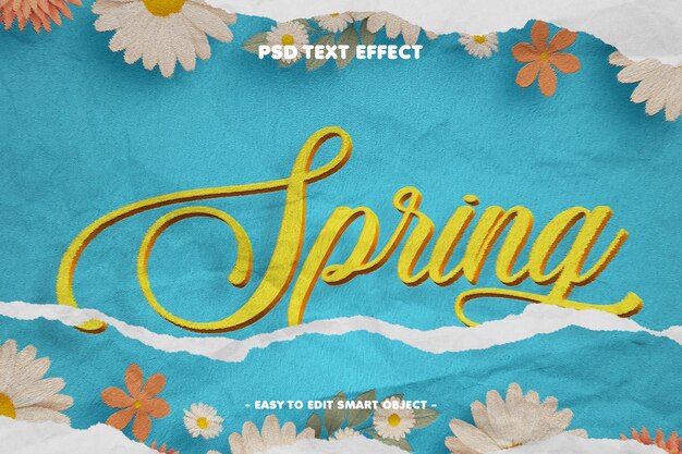Efecto de texto editable floral de primavera