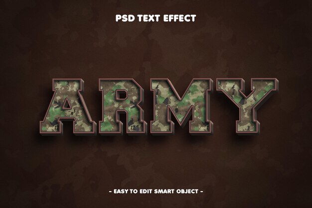 Efecto de texto editable de fuerza del ejército