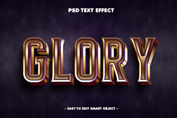 PSD gratuito efecto de texto editable de gloria