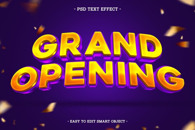 Efecto de texto editable para la gran apertura