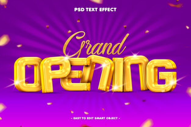 Efecto de texto editable para la gran apertura