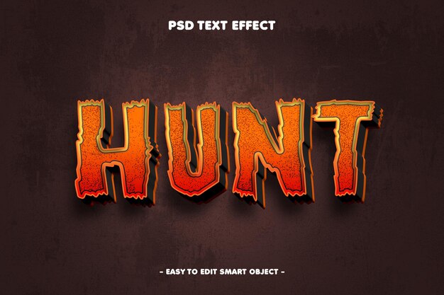 Efecto de texto editable de horror de caza