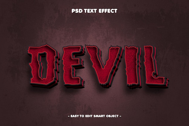 Efecto de texto editable de horror del diablo