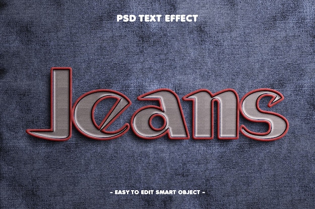 PSD gratuito efecto de texto editable de jeans