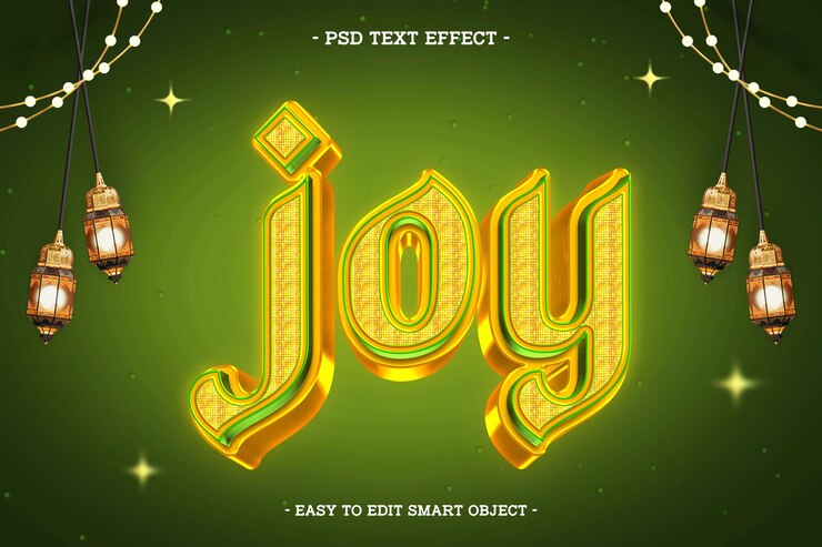 PSD gratuito efecto de texto editable de joy