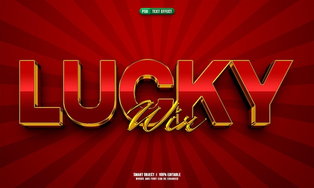 Efecto de texto editable Lucky win 3D