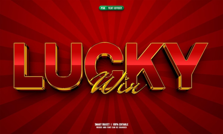 PSD gratuito efecto de texto editable lucky win 3d
