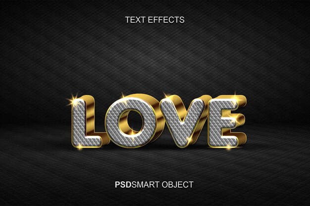 Efecto de texto editable de lujo Amor estilo de texto 3d dorado