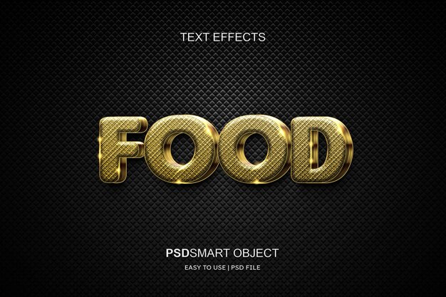 Efecto de texto editable de lujo comida oro estilo de texto 3d
