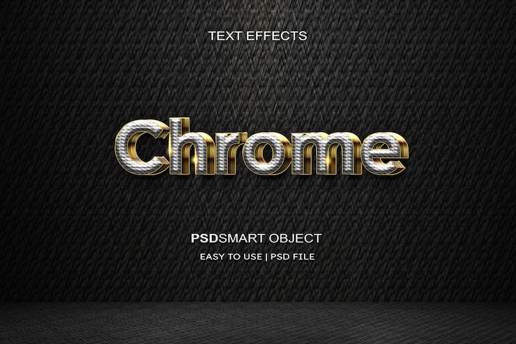 PSD gratuito efecto de texto editable de lujo estilo de texto 3d de oro cromado