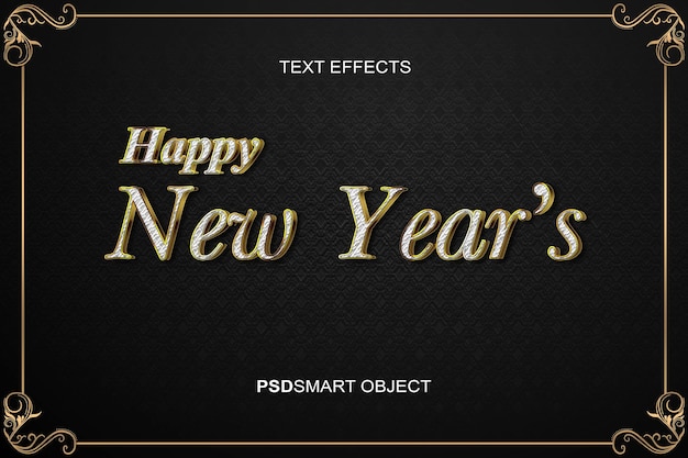 Efecto de texto editable de lujo feliz año nuevo estilo de texto en 3d dorado