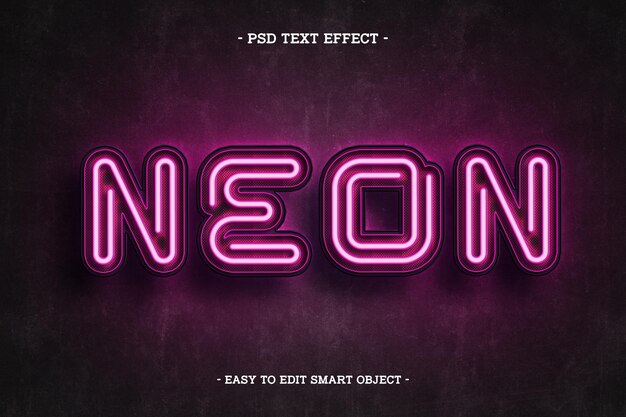 Efecto de texto editable de luz de neón