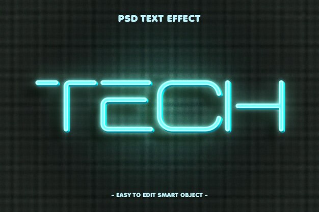Efecto de texto editable con luz tecnológica