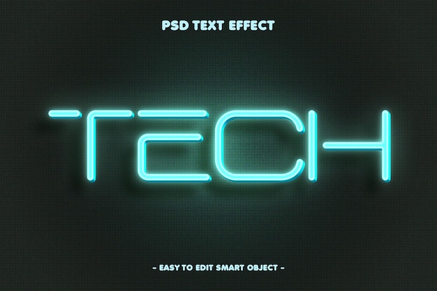 Efecto de texto editable con luz tecnológica