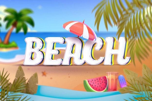 Efecto de texto editable de playa de verano