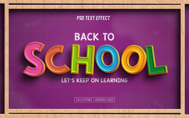 Efecto de texto editable de regreso a la escuela