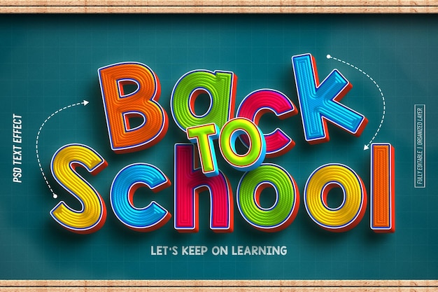 Efecto de texto editable de regreso a la escuela