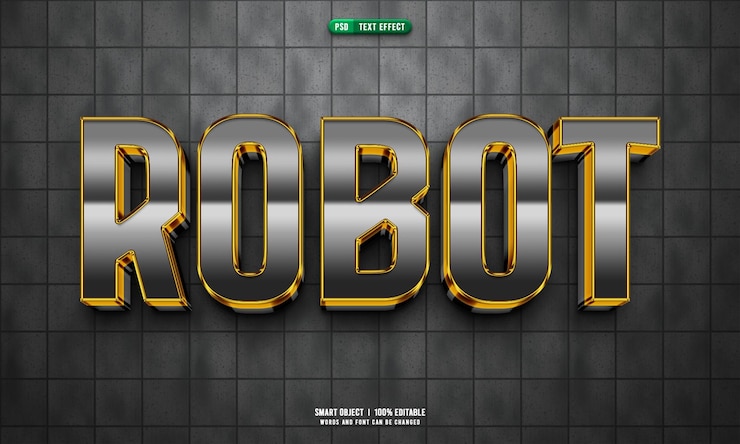 PSD gratuito efecto de texto editable robot 3d