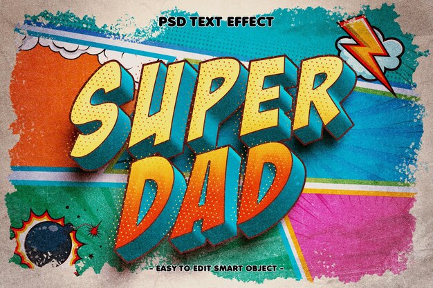 Efecto de texto editable Super Dad 3D