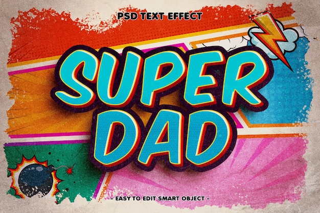 Efecto de texto editable Super Dad 3D