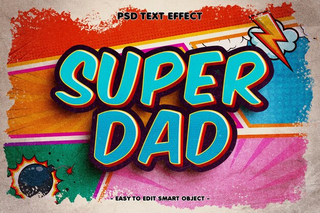 Efecto de texto editable Super Dad 3D