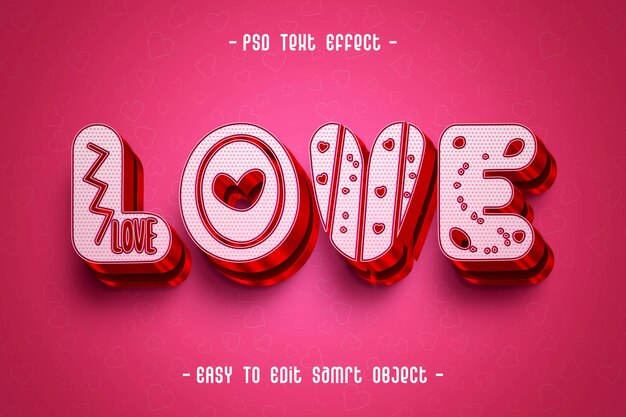 Efecto de texto editable para las tarjetas de amor