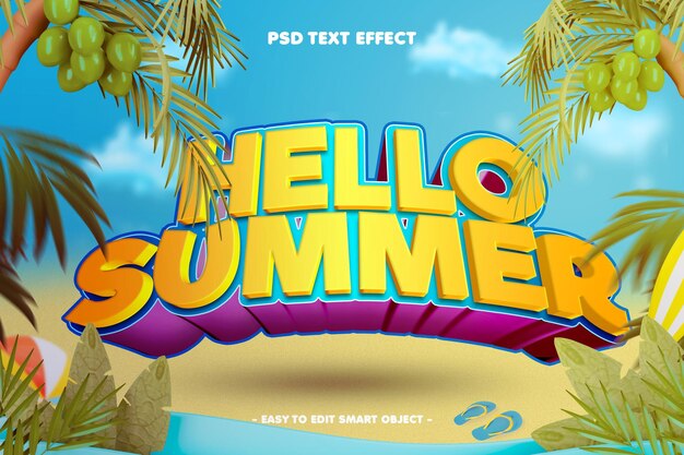 Efecto de texto editable de verano