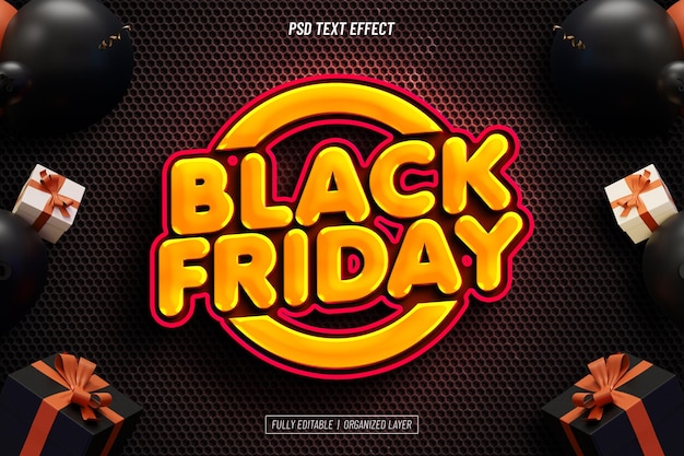 Efecto de texto editable del viernes negro