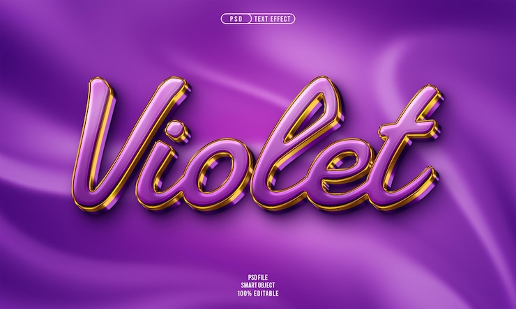 PSD gratuito efecto de texto editable violeta 3d