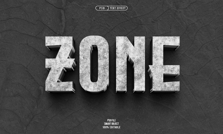 PSD gratuito efecto de texto editable de zona 3d