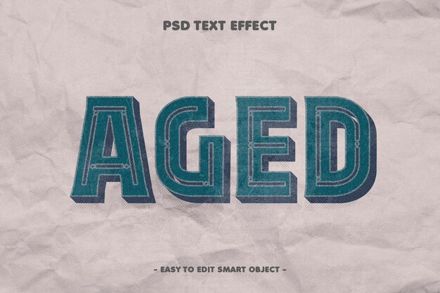 Efecto de texto envejecido vintage retro sobre papel