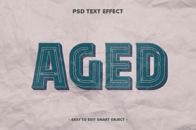 Efecto de texto envejecido vintage retro sobre papel