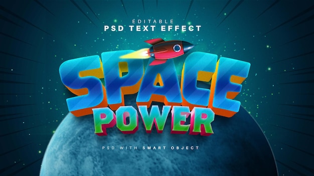 PSD gratuito efecto de texto espacial