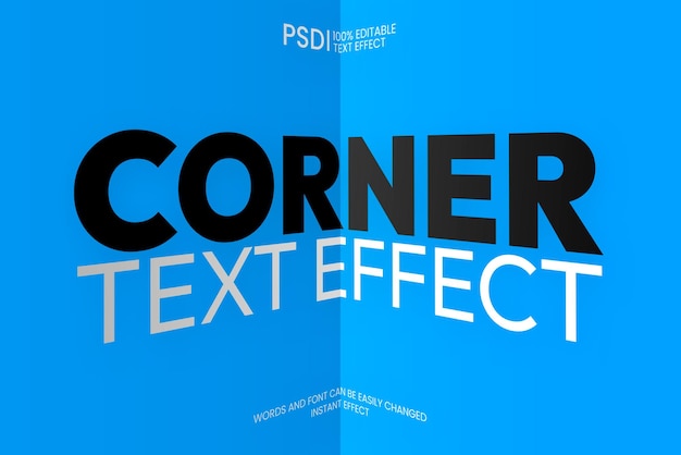 PSD gratuito efecto de texto de esquina editable