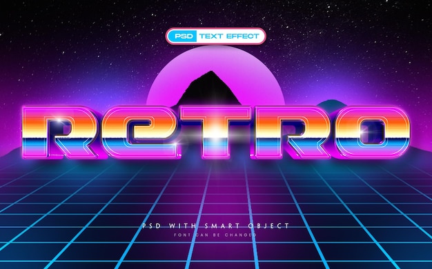 Efecto de texto de estilo 3D retro espacial